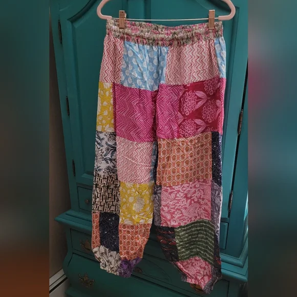 Patchwork Multicolor Kantha Style Joggers - Picture 2 of 2